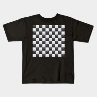 Black and White Checkered Squares Kids T-Shirt